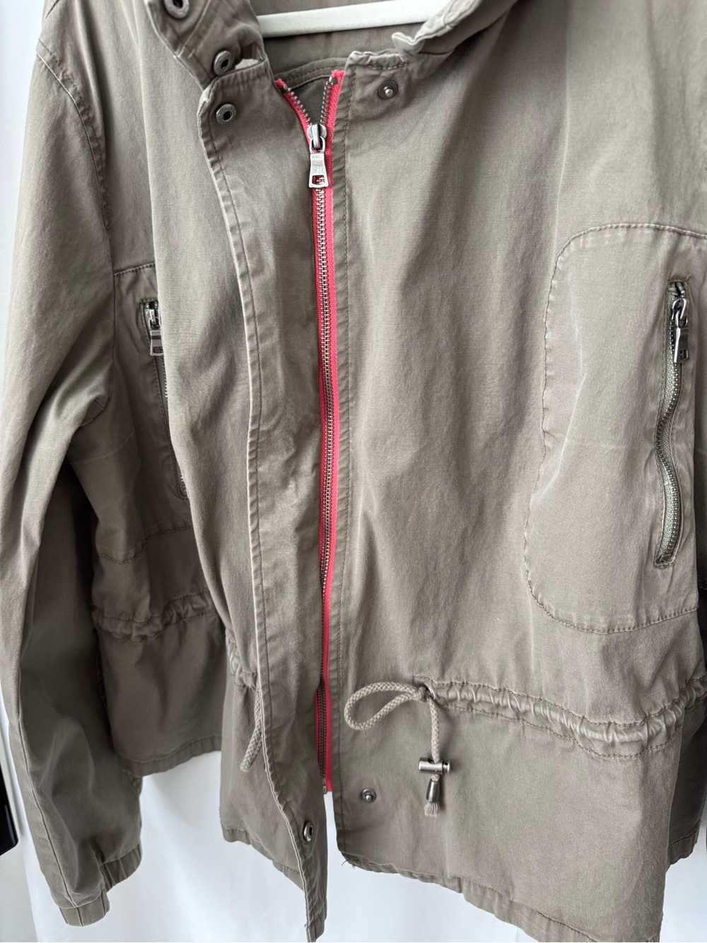 Lane Bryant Hooded Utility Jacket in Cotton Olive Green Size 20 GC